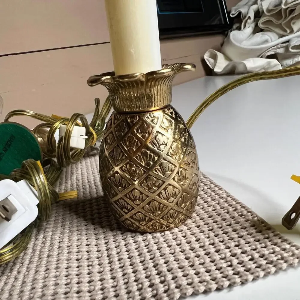 Vintage Brass Electric Window Candles Set Plug In‎ Christmas Colonial Decor